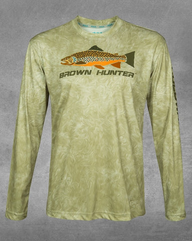 Men’s River Wave Brown Hunter UPF 50+ Long Sleeve Performance Shirt